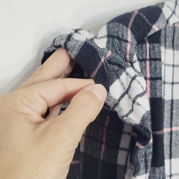 JACHS Girlfriend Women's Black White Plaid Cap Sleeve Button-Down Shirt Size XL - Picture 6 of 12